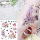 1 лист, блестящая Красочная флеш-Татуировка непромокаемая Временная тату-наклейки, Мультяшные милые единороги, кошки, цветы, деколи, подарки для детей