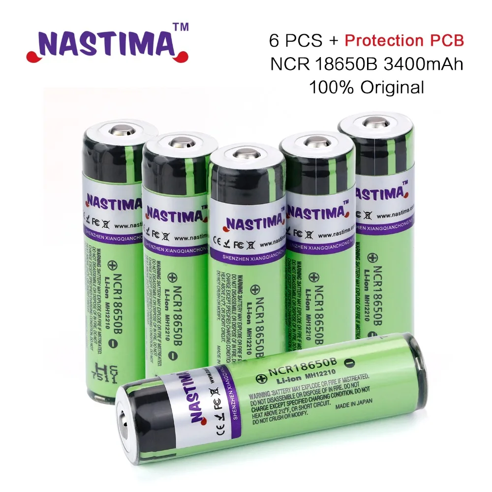 NASTIMA 6 шт. 100% Новый оригинальный литиевый аккумулятор NCR18650B 3 7 В 3400 мАч 18650 для