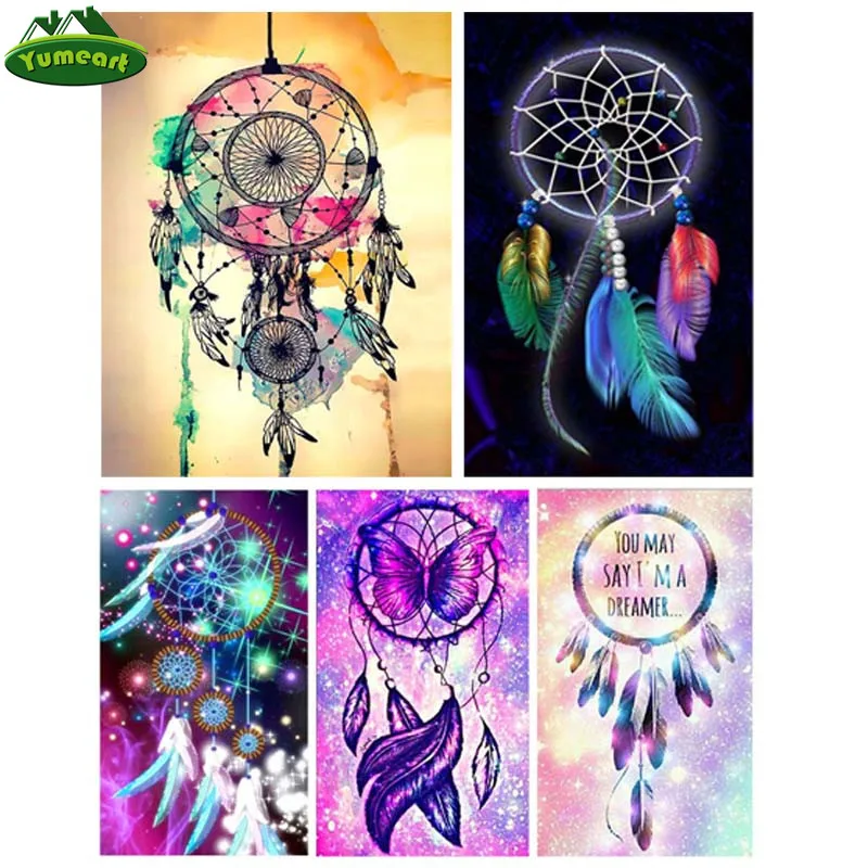YUMEART перо Dream Catch 5D DIY Алмазная вышивка полностью квадратные Стразы алмазная живопись вышивка крестиком рукоделие художественное ремесло