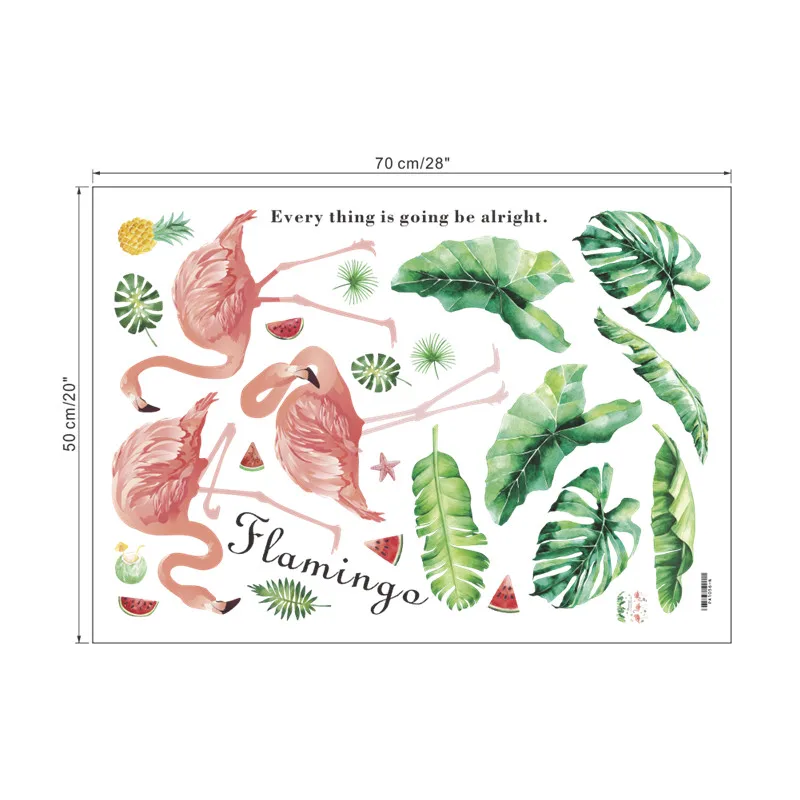 

Fantastic Flamingo Bird Pattern Wall Sticker Decal For Living Room Bedroom Home Decoration Pastoral Wall Mural Art Pvc Poster