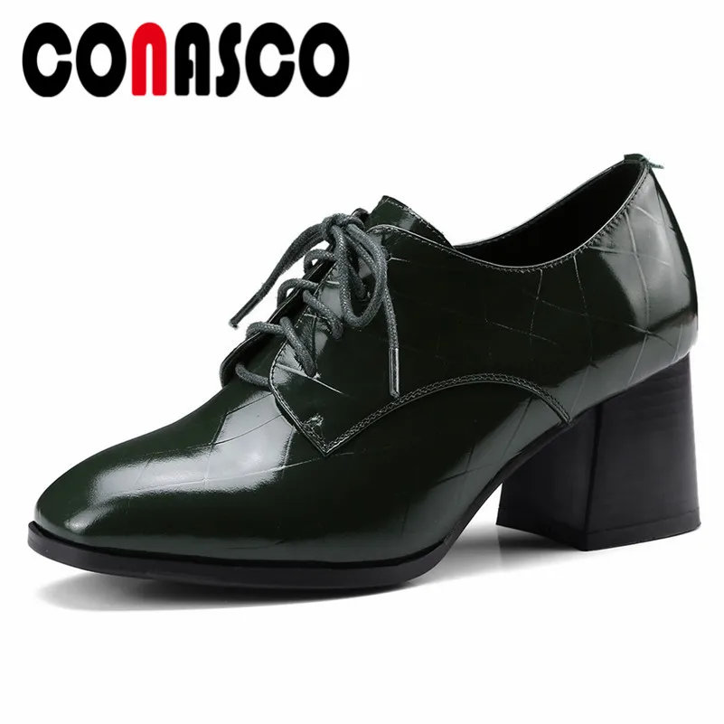 

Туфли CONASCO женские из лакированной кожи, высокий каблук, с перекрестной шнуровкой, свадебная обувь, офисные туфли-лодочки, осень
