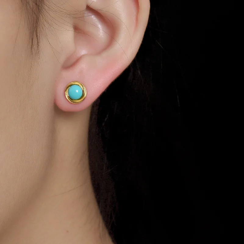 Женские серьги из серебра 100% пробы с натуральной бирюзой|turquoise silver earrings|turquoise