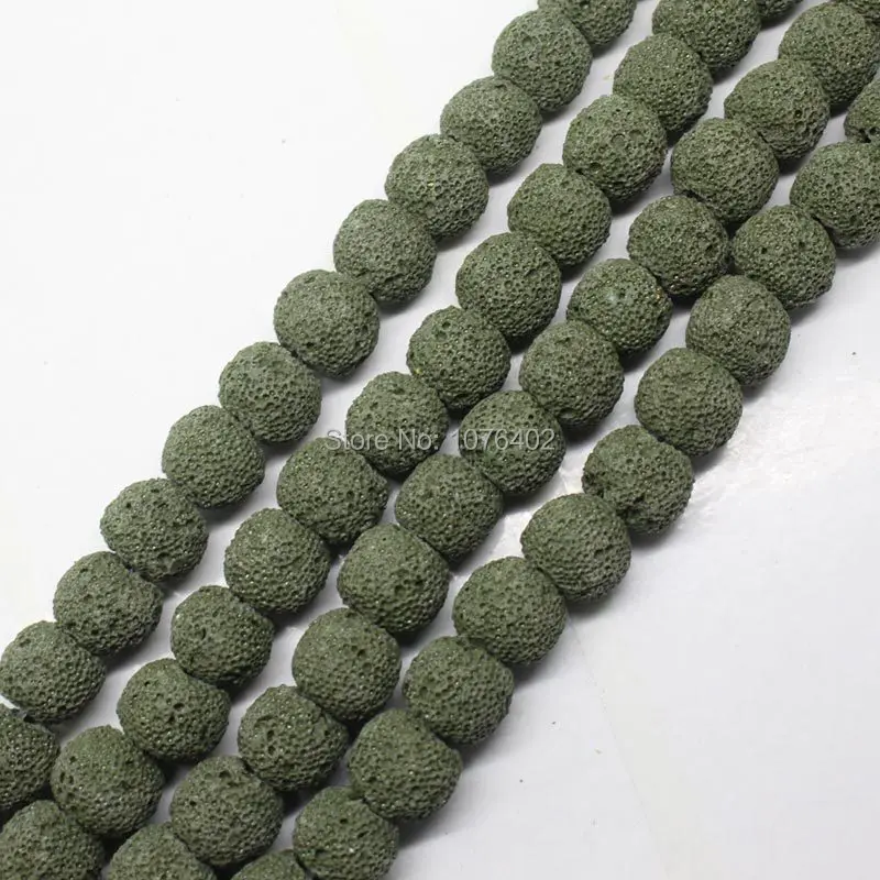 

Mini. order is $7! 10mm Deep Green Volcanic Lava Stone Round Loose Beads 15"