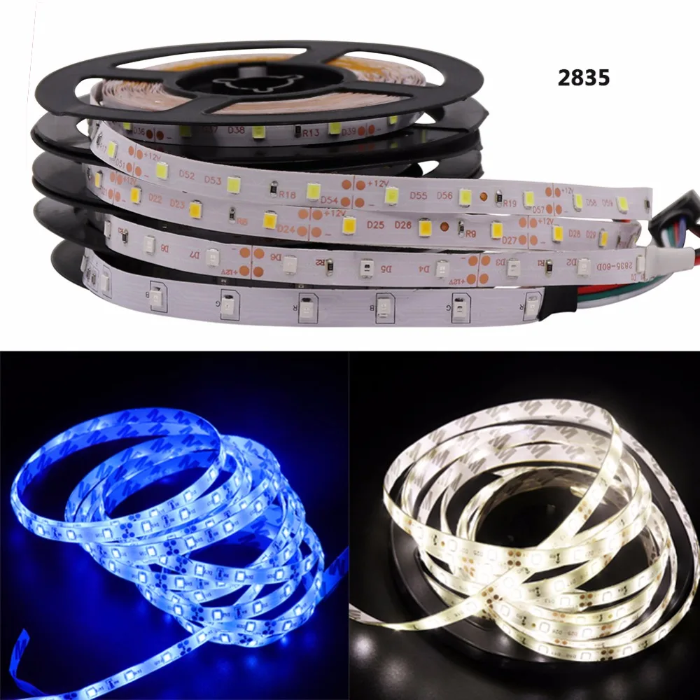 SMD 2835 5050 Светодиодная лента светильник 12В водить 60leds/M водонепроницаемый IP65 IP21 белый/теплый белый/RGB/белый/красный/синий/зеленый Гибкие веревки в полоску