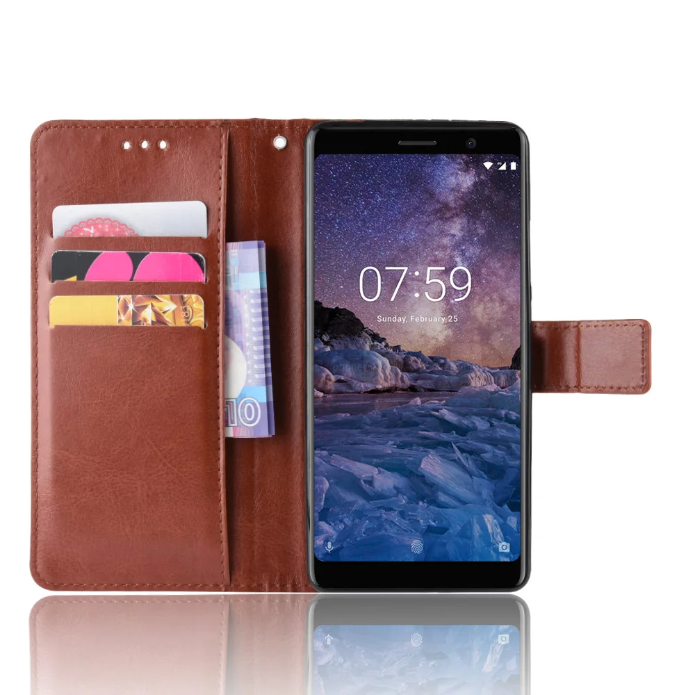 для Nokia 7 Plus чехол 6.0 дюймов винтажный магнитный кошелек книга кожаный откидной на