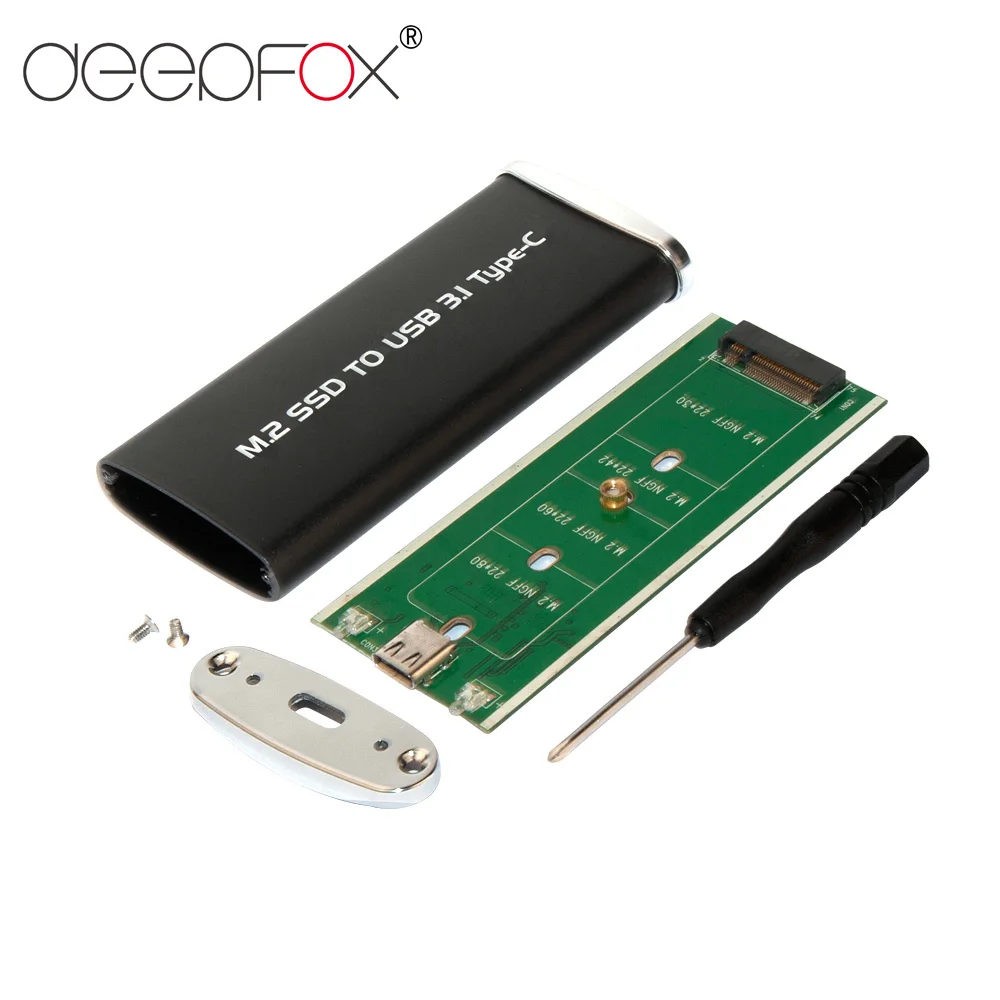 

Чехол для жесткого диска DeepFox USB 3.1 Type C/NGFF M.2 B Key SSD, с поддержкой 10 Гбит/с