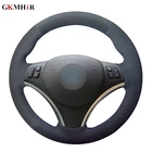 Ручной работы DIY черная замша кожаный чехол рулевого колеса автомобиля для BMW E90 320i 325i 330i 335i E87 120i 130i 120d