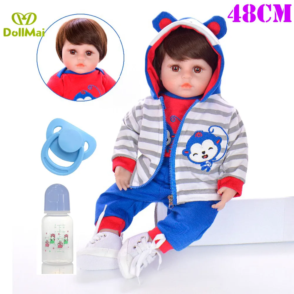 

48CM Soft Body Silicone Reborn Baby boy Doll Toy For Girls NewBorn Baby Birthday Gift bebes reborn menino bonecas