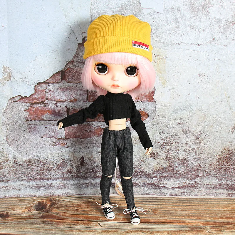 Одежда для куклы DBS Blyth футболка в стиле хип-хоп с длинным рукавом джинсовая шапка