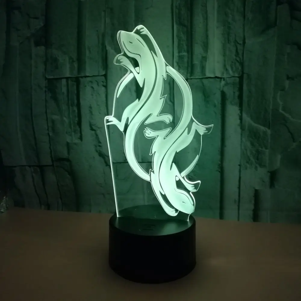 Gecko модель LED 3D ночник 7 цветов мигающий дистанционный сенсорный датчик Usb Иллюзия