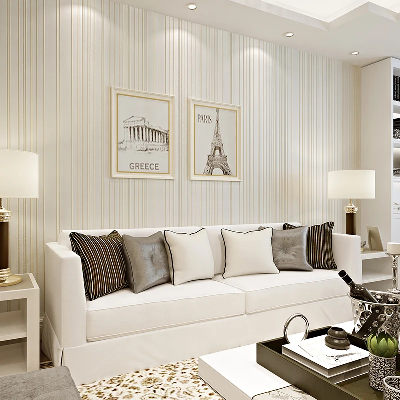 Beibehang простая и современная зеленая полосатая настенная бумага для спальни