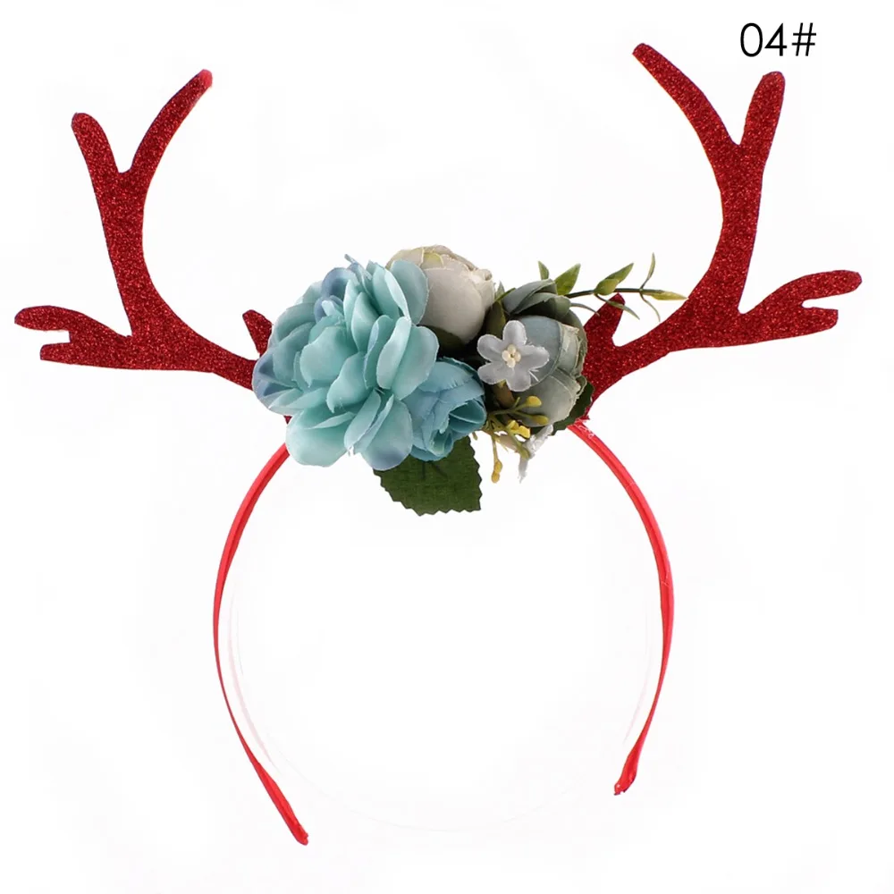 

Puseky Women Girls Funny Cute Deer Horn Ear Flower Hairbands Hair Clips Xmas Handmade Headbands For Christmas Party Photo