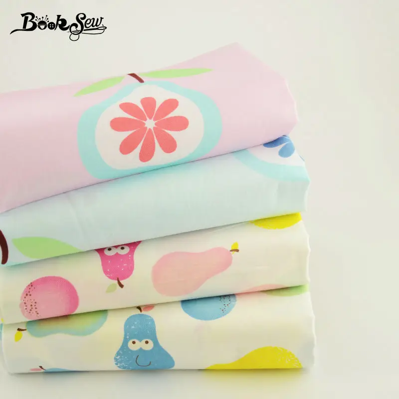 Книжная 100% хлопчатобумажная ткань печать красочные груши дизайн для вышивания