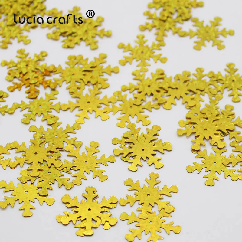 Продажа Lucia crafts 10 г 20 мм Золотая Снежинка Радужная чашка блестящий зажим для