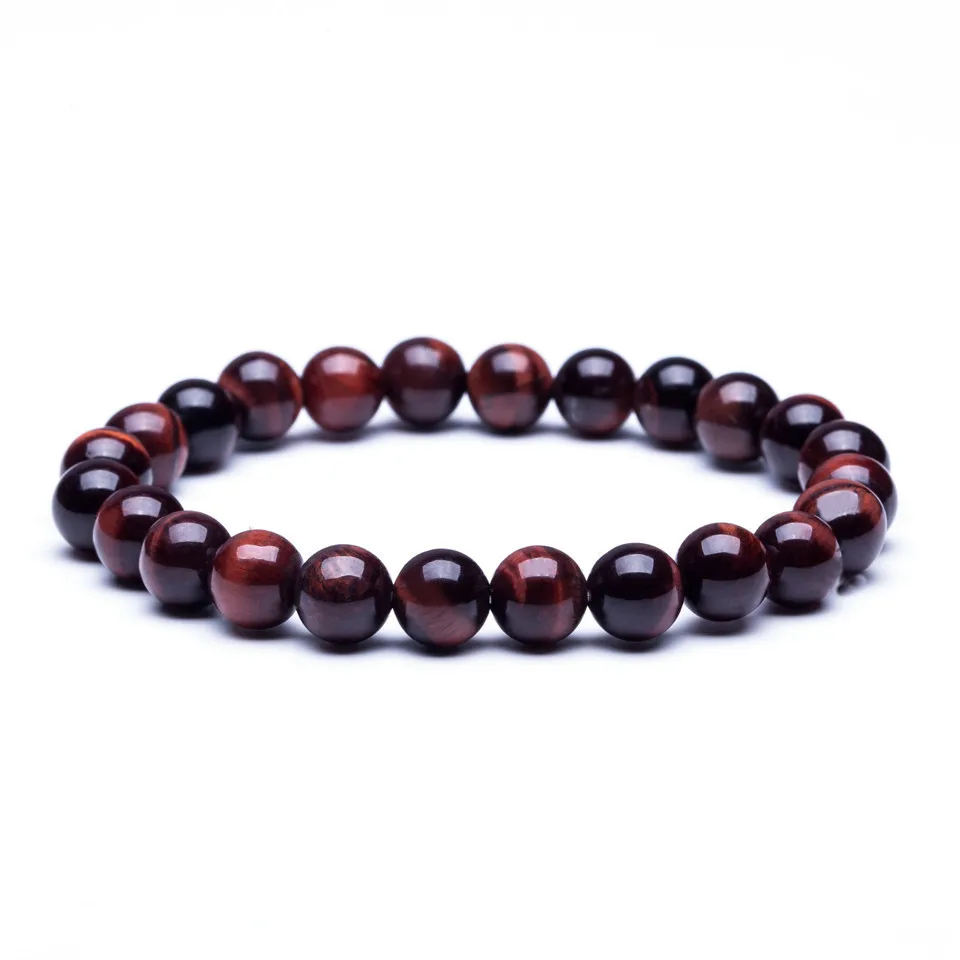 B020318-18-Red tiger Трендовый натуральный камень любовь фиолетовый белый морской синий розовый браслет из бусин Шарм круглая цепь бисер браслеты ювелирные изделия для женщин друг подарки - Окраска металла: B020318-18-Red tiger