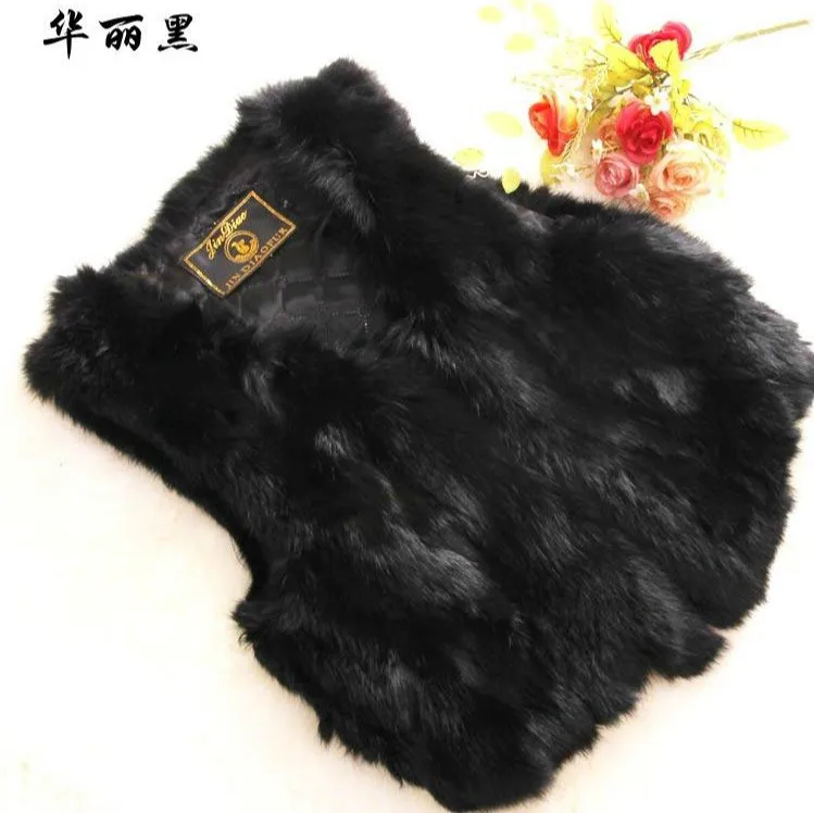 new genuine rabbit fur vest women's short rabbit fur coat winter fur vest Free shipping custom plus size