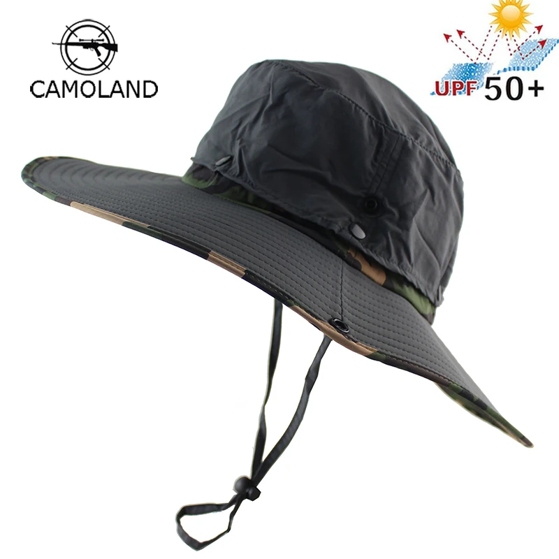 

UPF 50+ Water Resistant Breathable Long Wide Brim Bucket Hat Men Women Boonie Hat Summer UV Protection Army Camo Sun Hat Fishing