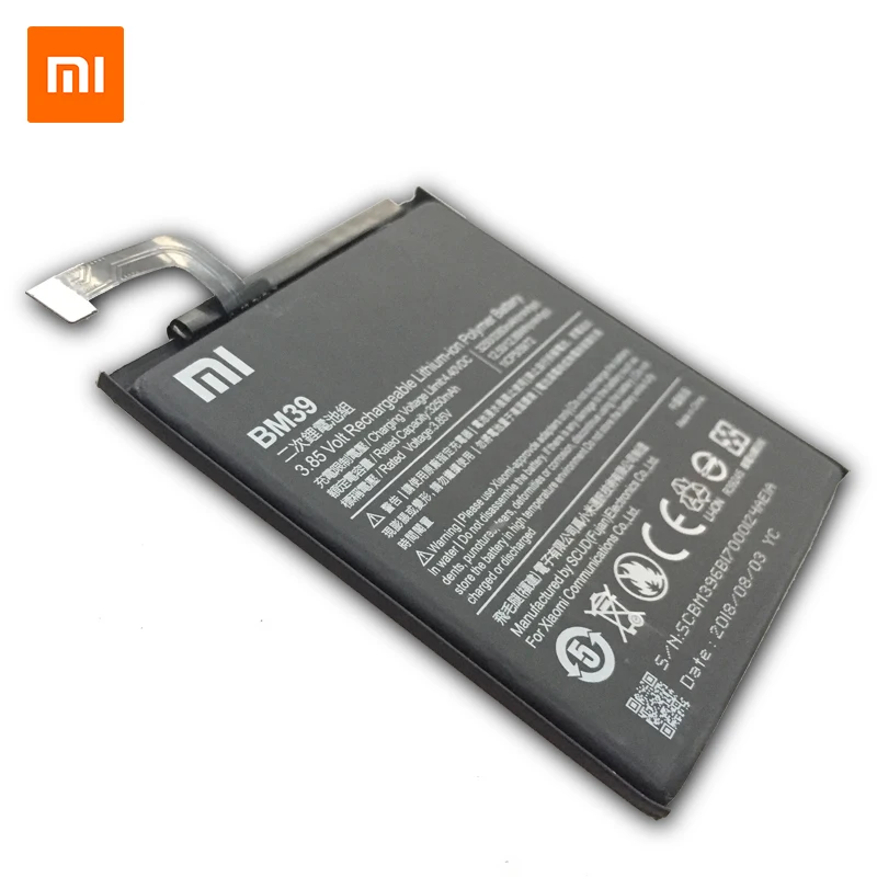 Оригинальный аккумулятор XiaoMi для Xiaomi Mi6 BM39 3250 мАч высокая емкость Сменные