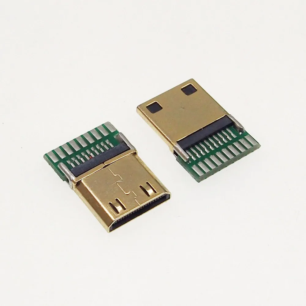 10 шт./лот позолоченный мини-hdmi штекер C типа с печатной платой
