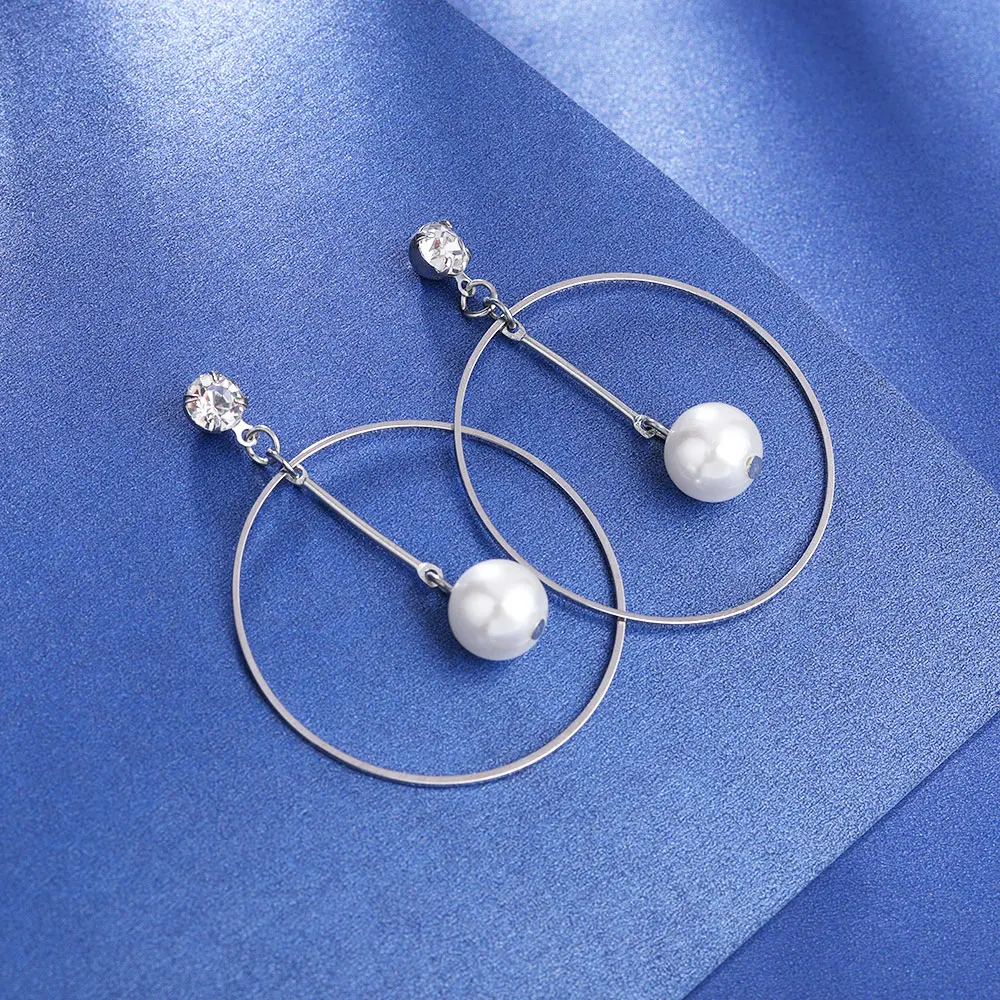 HanCheng Висячие круглые серьги большие с жемчугом ювелирные изделия для женщин brincos