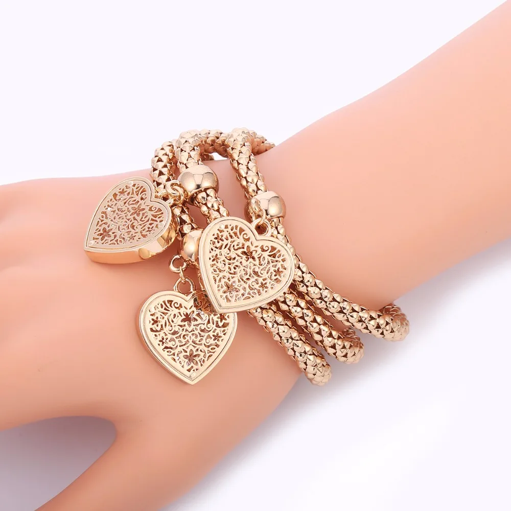 3 шт. эластичные браслеты с подвесками в форме сердца|bracelets for|heart charm braceletcharm bracelet |