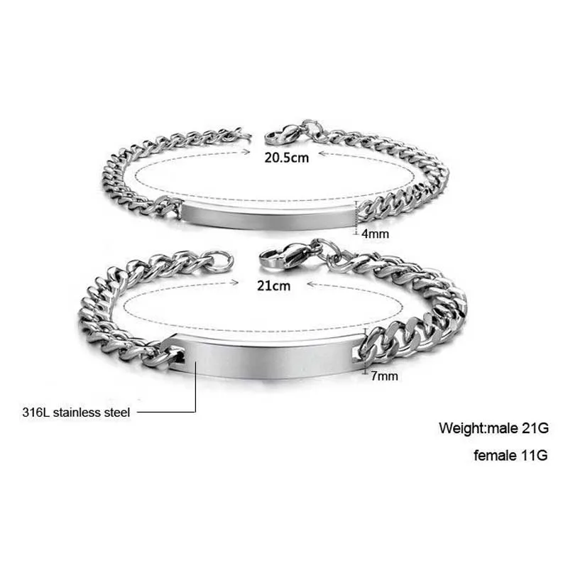 Модный браслет для мужчин и женщин из стали титана гладкая ручная цепочка