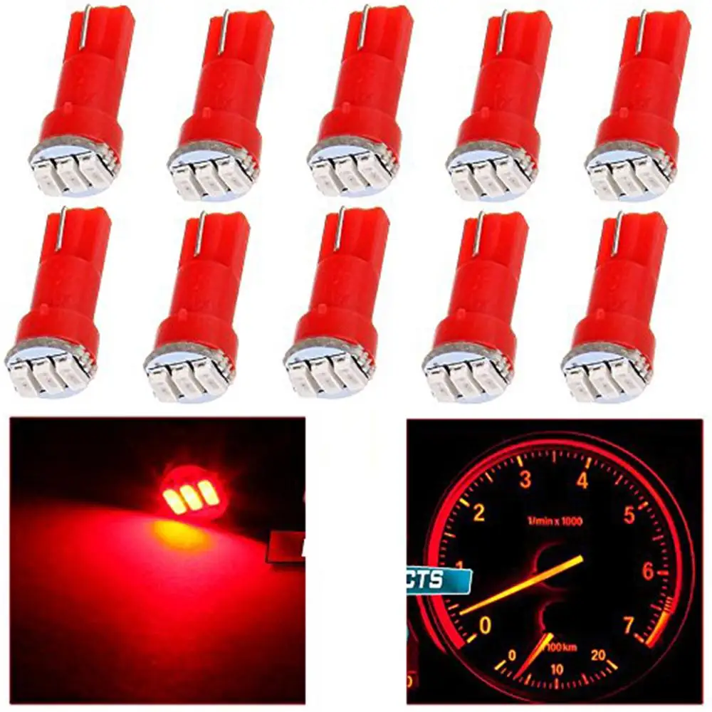 DIN 10X T5 5050 1SMD 12V автомобильные лампы освещения приборов Авто Клин светильник Led для приборной панели Калибровочные лампы белый красный синий зеленый желтый