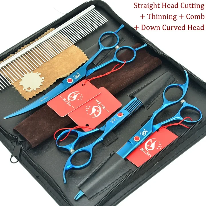 HB0119 with case 7,0 дюймов Meisha синие ножницы для стрижки домашних животных JP440C ножницы для стрижки собак 6,5 дюймов истончение Обрезка Tesoura инструмент для стрижки волос HB0121 - Цвет: HB0119 with case