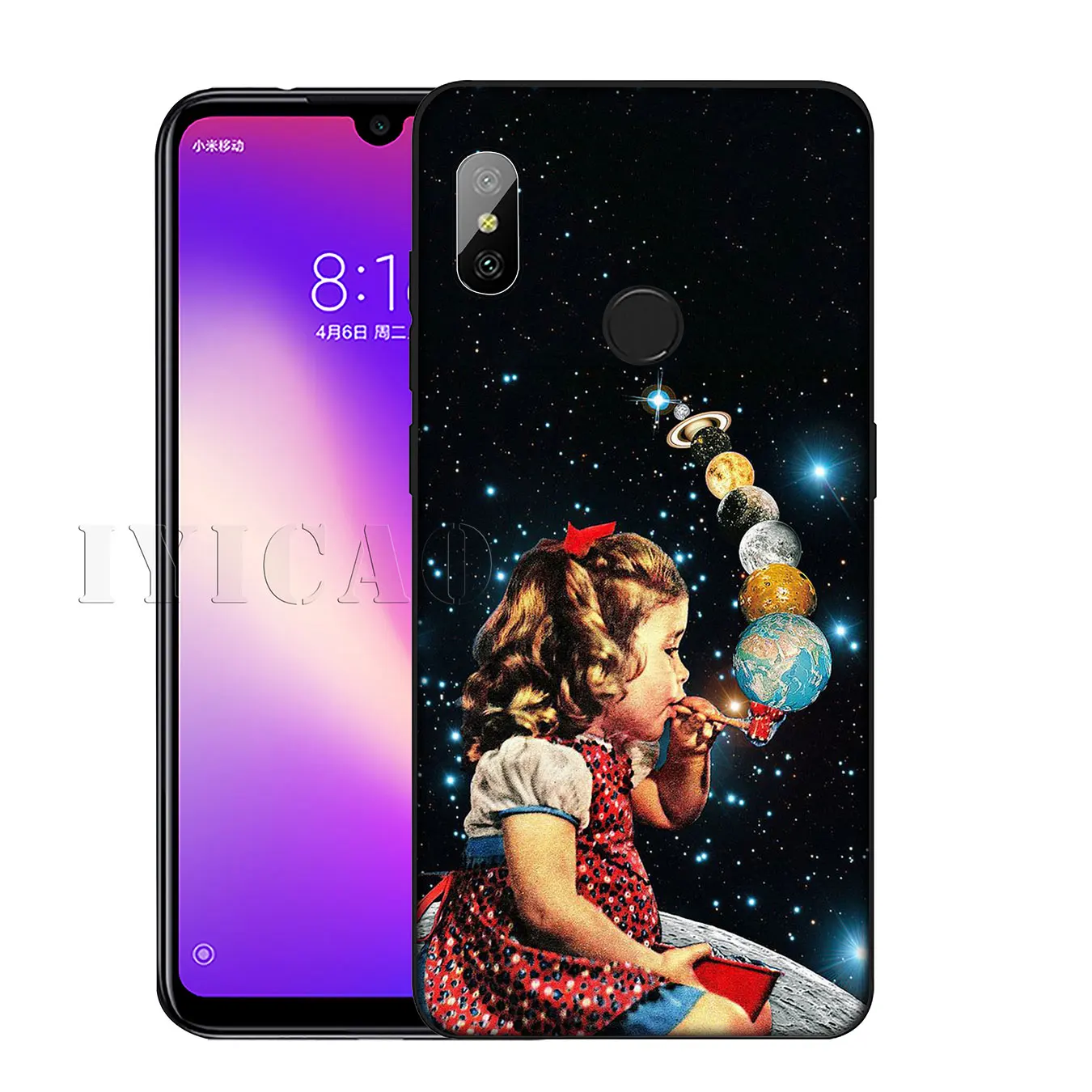 IYICAO Trippy wall art Alien astronaut Soft Silicone Case for Xiaomi Redmi K30 K20 8A 7A 6A 5A S2 GO Note 8 8T 7 5 6 Pro |