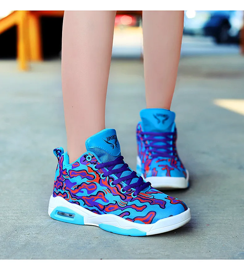 Couple shoes exclusive new unisex sneakers basketball shoes men's casual shoes colorful cloth design high elastic air cushion