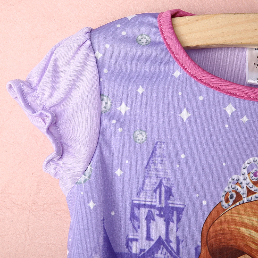 Hot Girls Dress Kids Baby Purple Sofia Princess Home Summer Casual short sleeve Nightdress 4-14Y | Детская одежда и обувь
