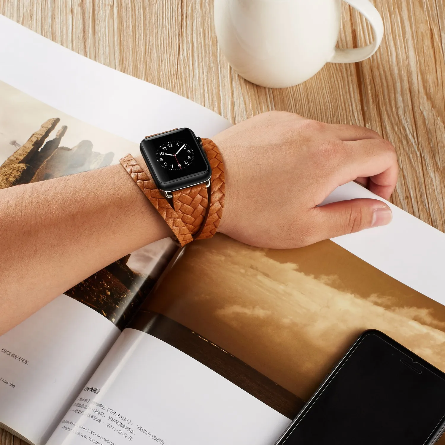 KLFS рельефный ремешок для Apple Watch ремешок кожаный ремешок с двойным кожаным ремешком 38 42 40 44 мм