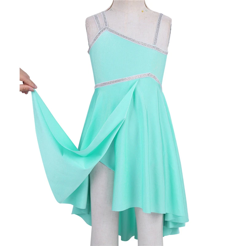 Ассиметричные Наплечные лямки для девочек-подростков блестящее платье-пачка