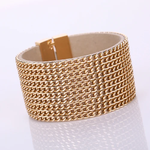 Новый Для женщин модные Многослойные Цепи Магнитная застежка браслет панк