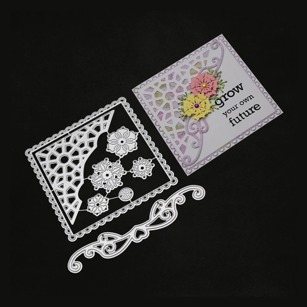 Металлические режущие штампы цветок границы фон рамка Скрапбукинг Ремесло