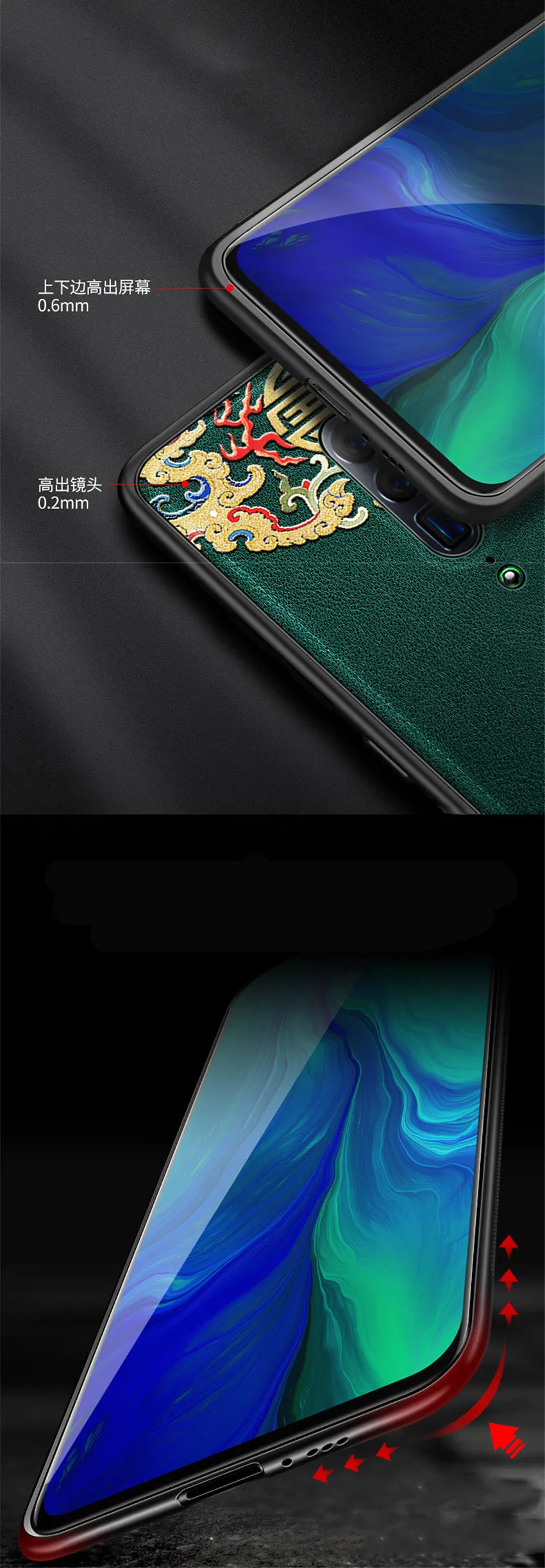 Тисненая кожа задняя крышка для OPPO Reno 10x Zoom OPPO Reno чехол специальный китайский стиль чехол для телефона s Aixuan