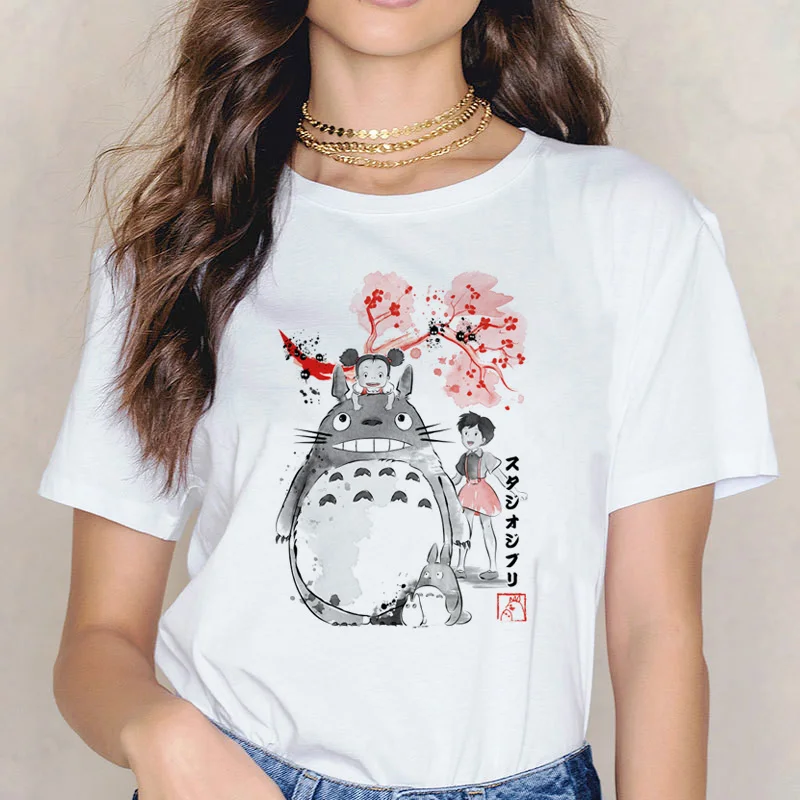 Футболка Totoro Spirit Out Хаяо Миядзаки из мультфильма Studio Ghibli femme женская футболка с японским аниме, женская одежда с аниме - Цвет: 3933