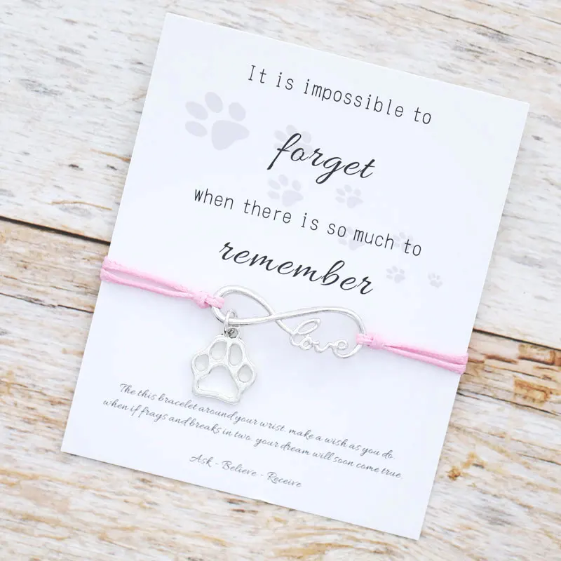 Женский браслет Собачья лапа памятный Браслет бесконечность люби собак подвески