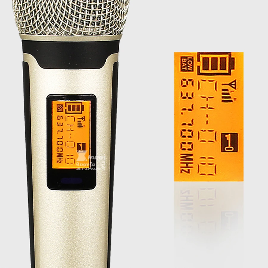 Профессиональный UHF беспроводной микрофон Система 2 каналов приемник Двойной