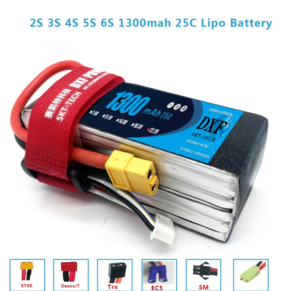 Литий полимерный аккумулятор DXF 2S 3S 4S 6S 7 4 V 11 1 14 8 18 5 22 2 1300mAh 1500mah 25C 35C 100C 110 для