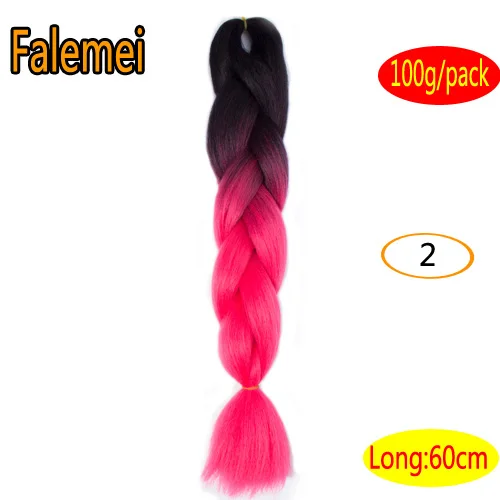 FALEMEI Омбре плетение волос для вязания крючком Твист коса 24inch100/шт высокая температура провода синтетические два тона афро джамбо коса волос - Цвет: Естественный цвет