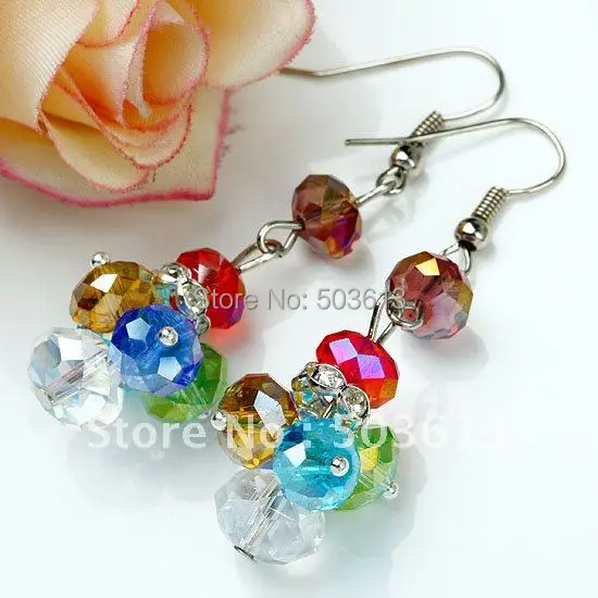 Смешанные Хрустальные Граненые серьги подвески с бусинами одна пара gce1005|dangle