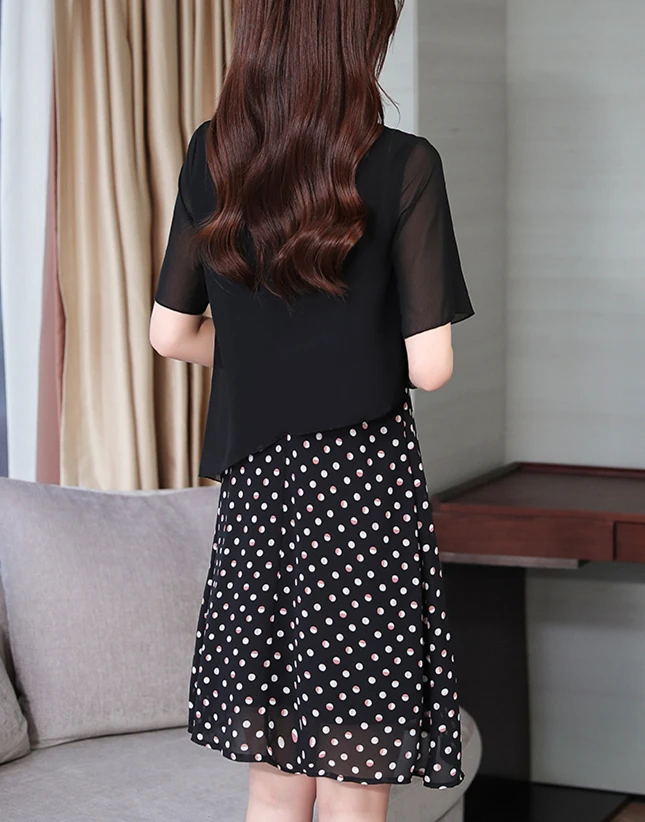 Поддельное платье из двух частей женское летнее 2019 плюс размер Модное Элегантное