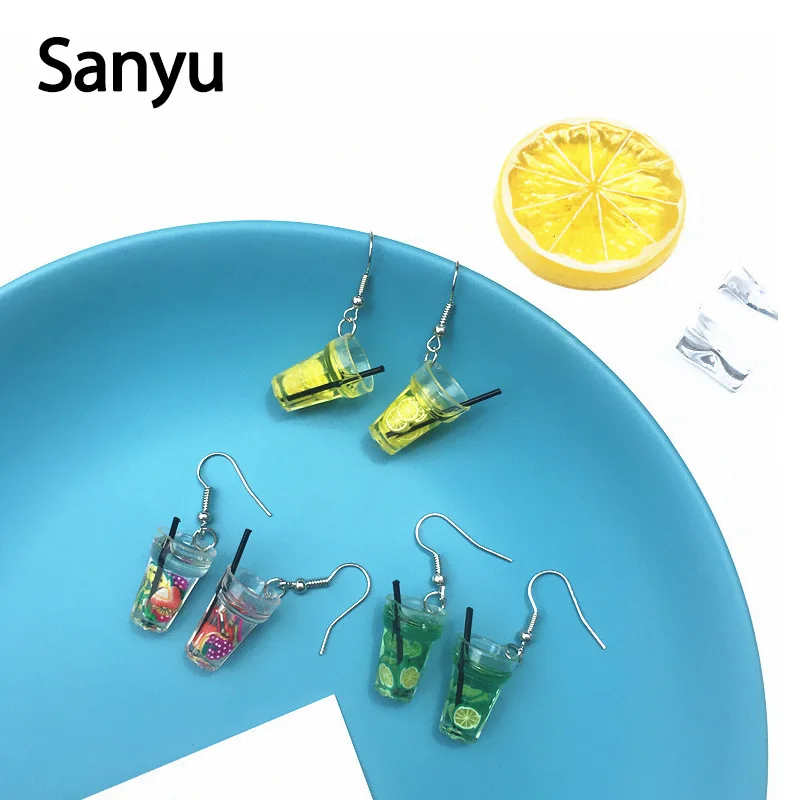 Женские Висячие серьги Lemonade прозрачные зеленые/желтые подвески с фруктовым