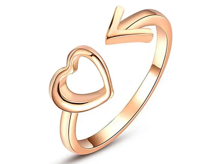 gold Timlee R044 новые оригинальные милые выдолбленные кольца на палец со стрелой и сердцем, изысканные аксессуары - Цвет основного камня: gold