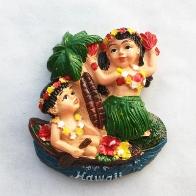 American Hawaiian Hula Girl Three-dimensional Tourist Souvenir Fridge Magnet | Дом и сад