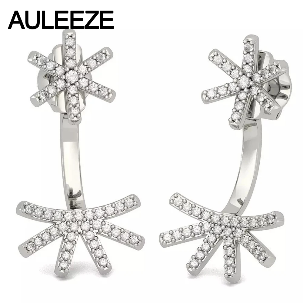 Женские серьги с натуральным бриллиантом двойного назначения в виде цветка 14 к 585