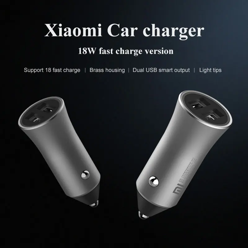 100% оригинал Xiaomi Dual USB Автомобильное зарядное устройство usb 5 В/3.6A вольт Quick Charge