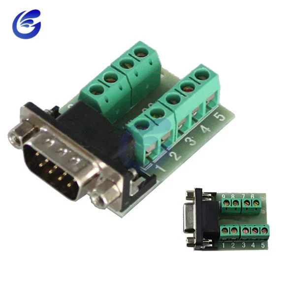 9pin Solderless Разъемы DB9 RS232 последовательный к терминалу Женский Мужской разъем адаптера коммутационная плата черный+ зеленый