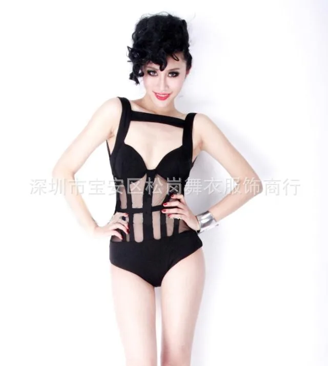 Клубный бар DS Сексуальная Перспектива Чистая пряжа сплайсинга трико костюмы